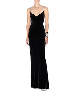 Galvan Avedon Globe Crystal-embellished Velvet Gown In Black