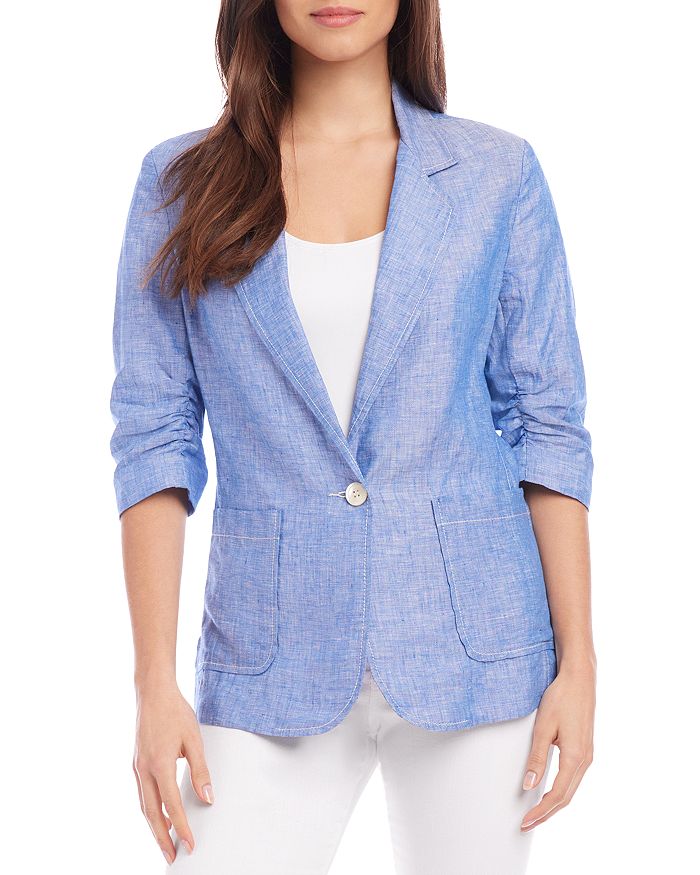Karen Kane Linen Ruched Sleeve Jacket | Bloomingdale's