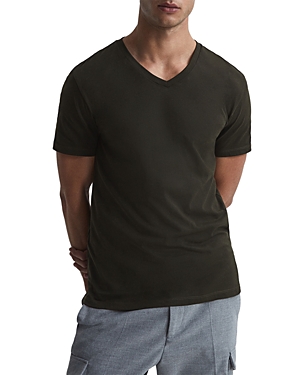 Shop Reiss Dayon V Neck Tee In Oxidised Green