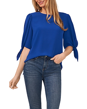 Cece Tie Sleeve High-low Blouse In Deep Royal Blue