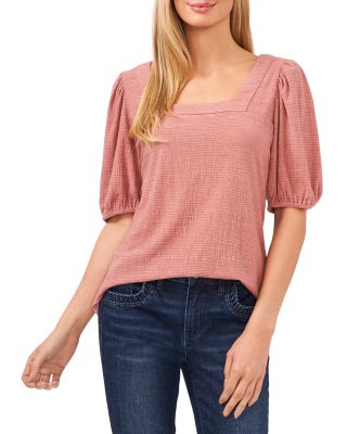 CeCe - Square Neck Puffed Sleeve Top