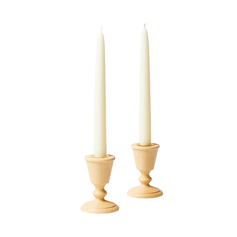 Farmhouse Pottery Wooden Candlestick, Gray