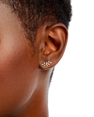 Diamond Leaf Ear Climbers in 14K Yellow Gold, 0.20 tcw 