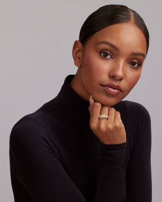 18K Yellow Gold & Sterling Silver Embrace X & Caviar Bead Statement Ring