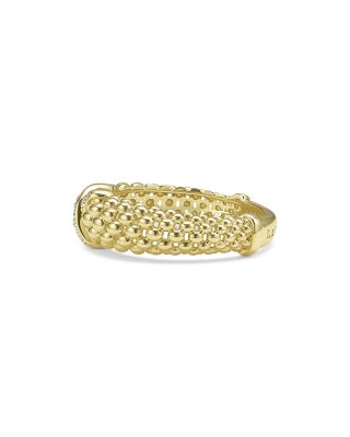 18K Yellow Gold Embrace Diamond X Caviar Bead Statement Ring