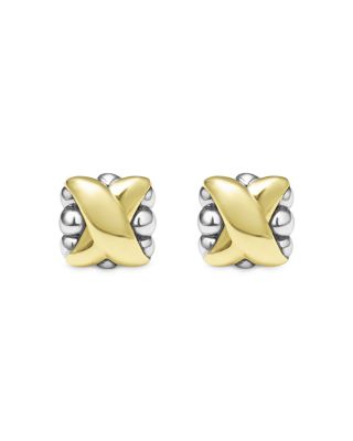 18K Yellow Gold & Sterling Silver Embrace X Bead Stud Earrings