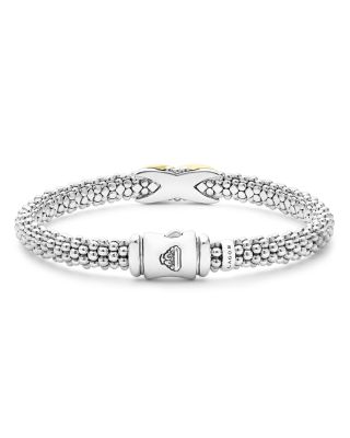 18K Yellow Gold & Sterling Silver Embrace X Caviar Bead Link Bracelet