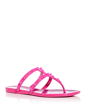 Shop Valentino Women's Summer Rockstud Pvc Thong Sandals In Pink