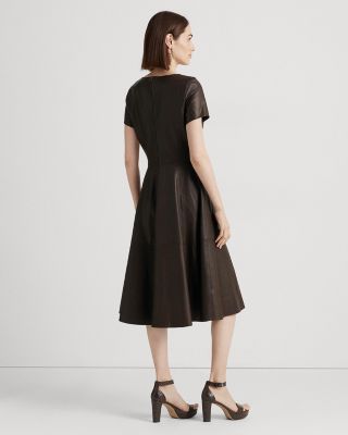 Ralph Lauren Leather Fit and Flare Dress | Bloomingdale's Women