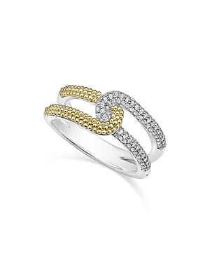 Lagos 18k Yellow Gold & Sterling Silver Caviar Lux-clip Diamond Statement Ring - 100% Exclusive In Silver/gold