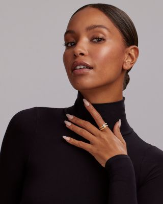 18K Yellow Gold & Sterling Silver Caviar Lux-Clip Diamond Statement Ring - Exclusive