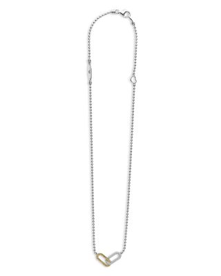 18K Yellow Gold & Sterling Silver Caviar Lux-Clip Diamond Bead Link Necklace, 16-18" - Exclusive
