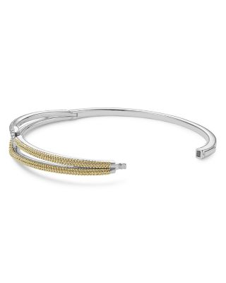 18K Yellow Gold & Sterling Silver Caviar Lux Clip Diamond Bangle Bracelet - Exclusive