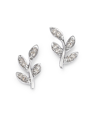 Bloomingdale's Diamond Leaf Stud Earrings in 14K White Gold, 0.10 ct. t.w.