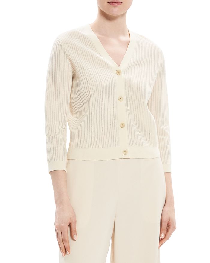 Theory Cotton Rib Knit Shrunken Cardigan Bloomingdale s