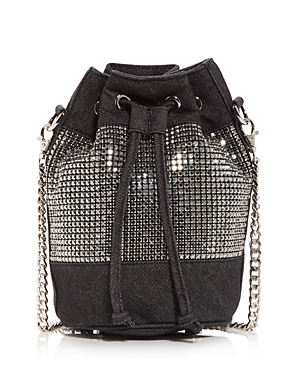 Bruceglen Embellished Denim Mini Bucket Bag In Black