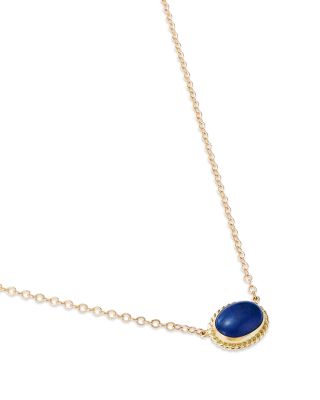 Blue Lapis Pendant Necklace in 14K Yellow Gold, 18-19"