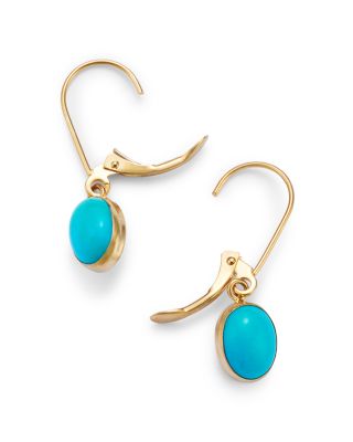 Turquoise Drop Earrings in 14K Yellow Gold