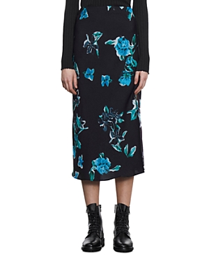 The Kooples Midi Skirt In Black Blue