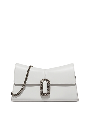 Marc Jacobs The St. Marc Convertible Leather Clutch In White/antique Silver