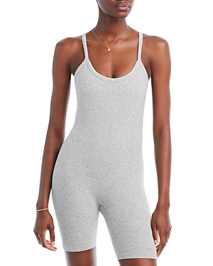 Shop Alo Yoga Seamless Ribbed Mellow Romper In Athletic Heather Grey