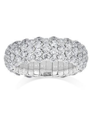 ZYDO - 18K White Gold Diamond Domed Stretch Ring