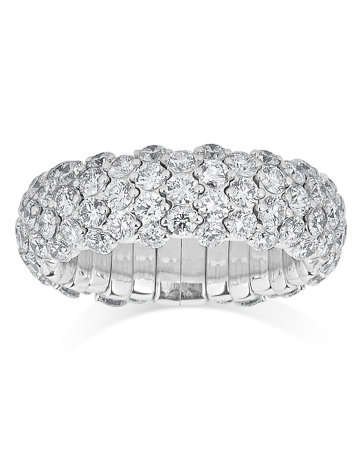 Zydo 18K White Gold Diamond Domed Stretch Ring