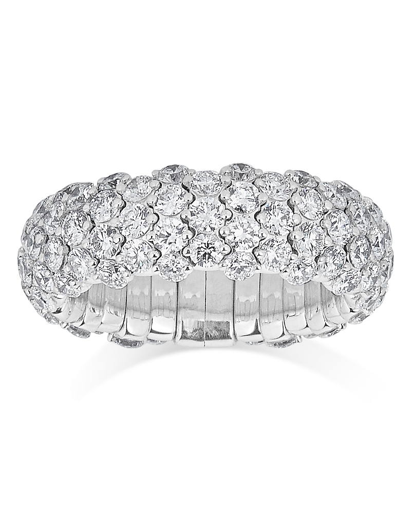 Zydo 18K White Gold Diamond Domed Stretch Ring