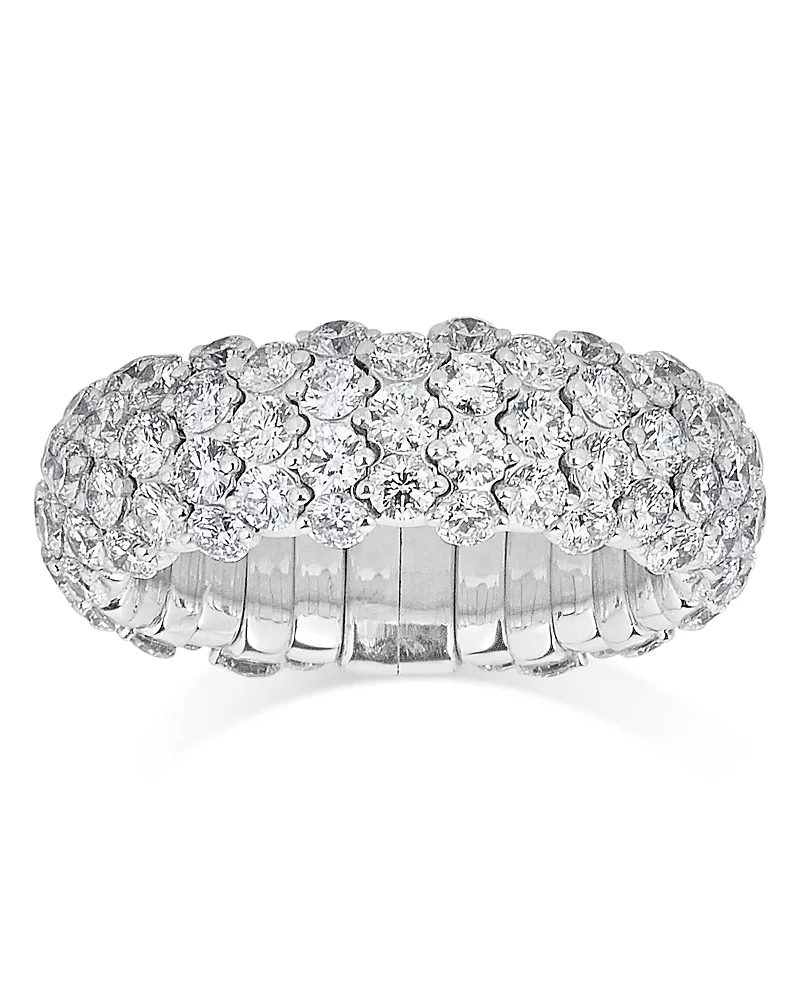 Zydo 18K White Gold Diamond Domed Stretch Ring