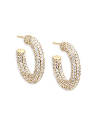 By Adina Eden Pavé Hoop Earrings in 14K Gold Plated Sterling Silver ...