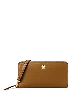 Tory Burch Robinson Continental Leather Wallet In Bistro Brown