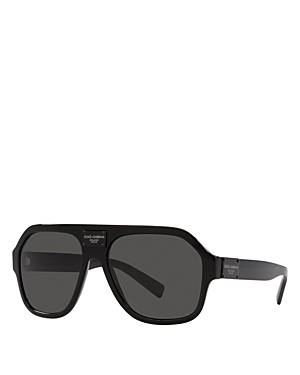 Dolce & Gabbana Aviator Shield Sunglasses, 58mm In Black/gray Solid
