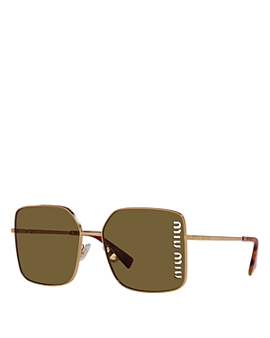 Shop Miu Miu Square Sunglasses, 60mm In Brown/brown Solid