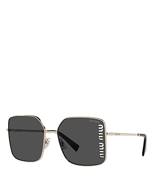 Shop Miu Miu Square Sunglasses, 60mm In Gold/gray Solid