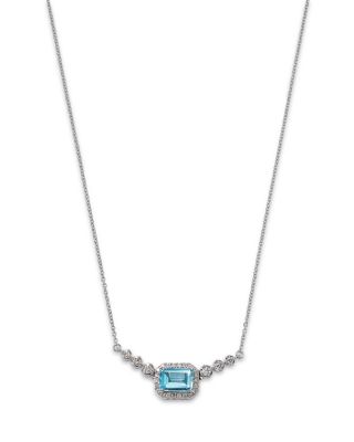 Bloomingdale's Fine Collection - Blue Topaz & Diamond Pendant Necklace in 14K White Gold, 18"