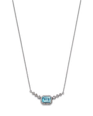 Bloomingdale's Blue Topaz & Diamond Pendant Necklace In 14k White Gold, 18 In Blue/white