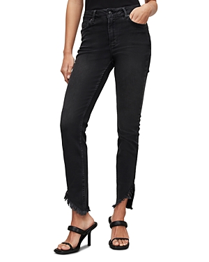 ALLSAINTS DAX ASYMMETRIC HEM SKINNY JEANS IN WASHED BLACK