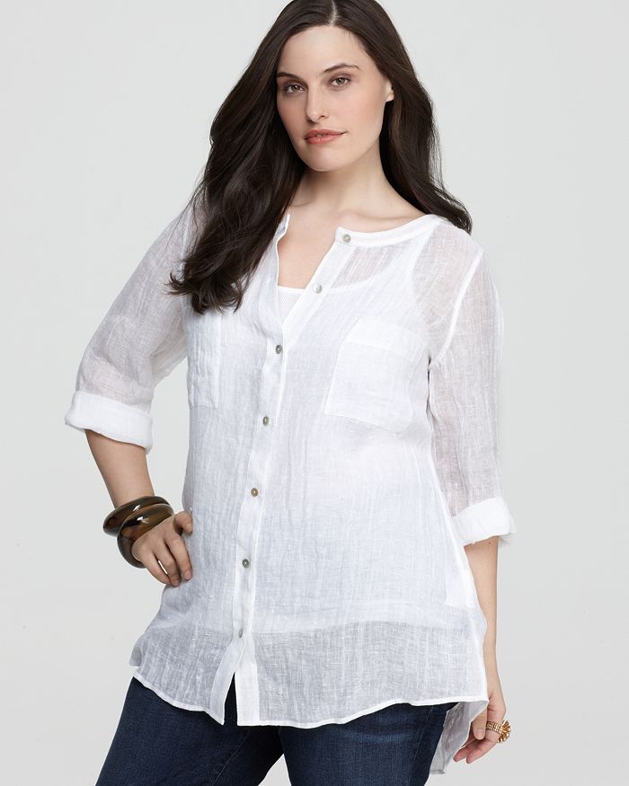 Eileen Fisher Plus Size Buttoned Linen Tunic Bloomingdale s