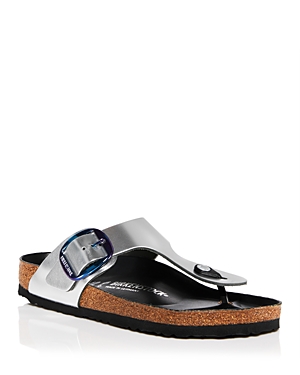 Birkenstock Women's Gizeh Slip On Buckled Thong Footbed Sandals In Metallic Silver