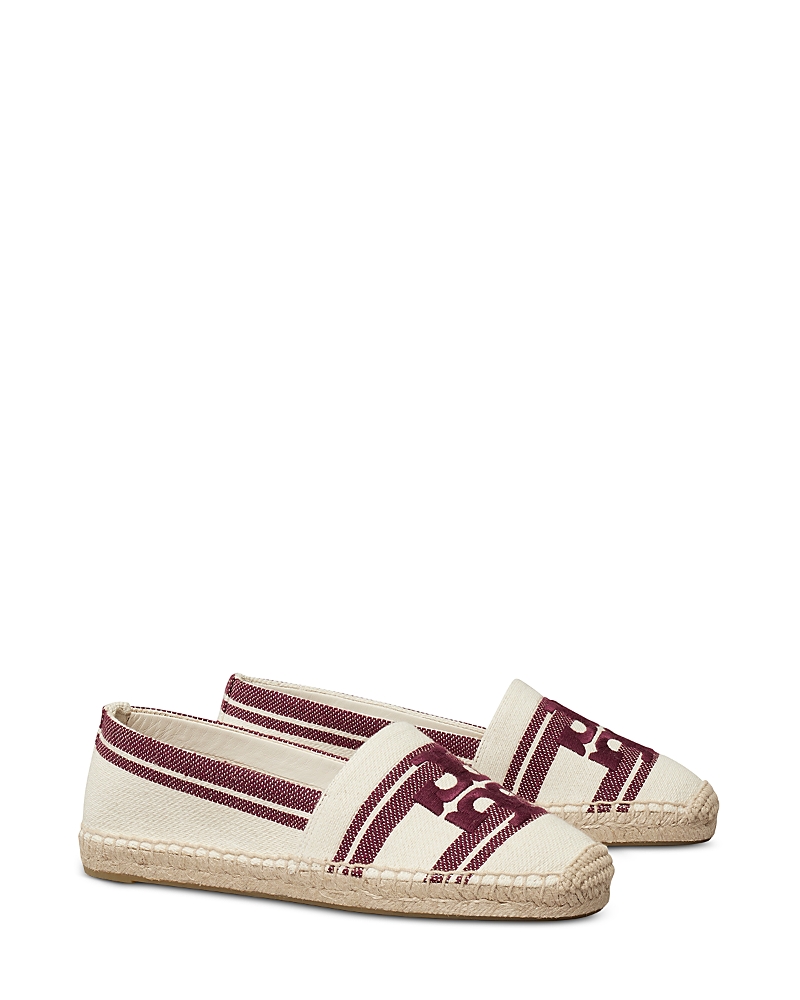 Tory Burch Logo Jacquard Espadrille Flat In Ash White/vino