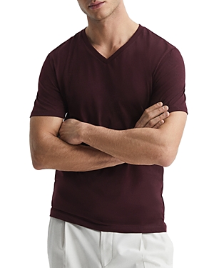 Reiss Dayton Vee Neck T-shirt In Bordeaux