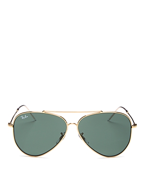 Shop Ray Ban Ray-ban Aviator Reverse Sunglasses, 62mm In Gold/green Solid