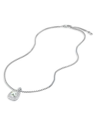 Petite Albion&reg; Pendant Necklace in Sterling Silver with Prasiolite and Diamonds, 7mm