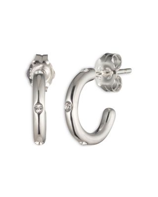 Ralph Lauren - Sterling Silver & Crystal Huggie Earrings