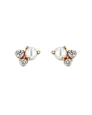 Zoe Chicco 14K Yellow Gold Cultured Freshwater Pearl & Diamond Cluster Stud Earrings