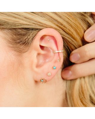 14K Yellow Gold and Bezel Turquoise Stud Earrings