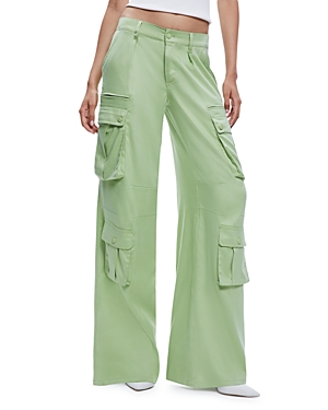 Alice And Olivia Joette Wide Leg Cargo Pants In Green Tea