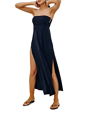 Vix Esther Strapless Maxi Swim Cover Up Dress In Black