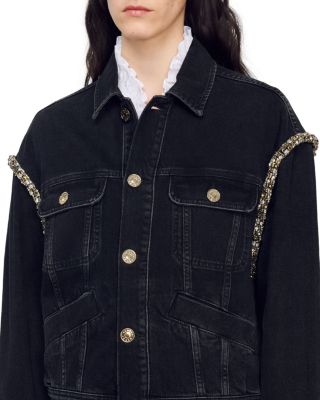 【SANDRO】 Paloma Embellished Denim Jacket Sandro Paloma Embellished Denim Jacket | Bloomingdale's