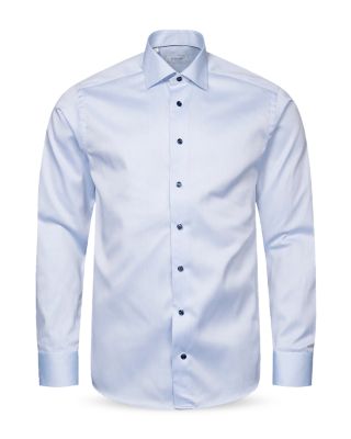 Contemporary Fit Twill Shirt with Contrast Buttons